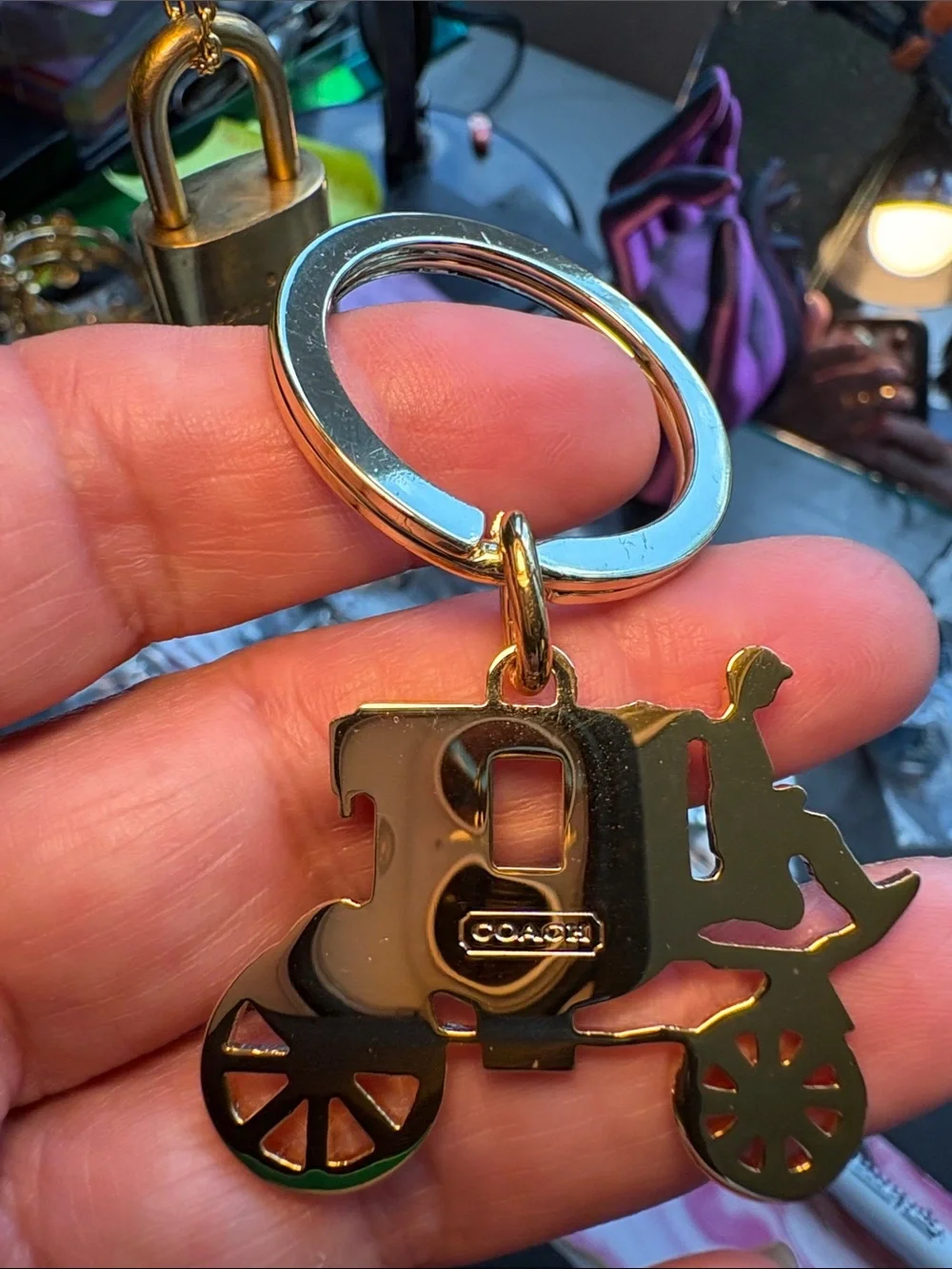 Coach Gold Carriage Key Ring - Picture 3 of 3